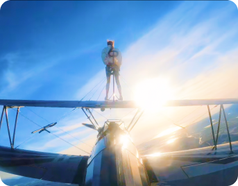 Людмила стоїть на крилах літака